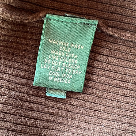 LAUREN Ralph Lauren Ribbed 100% Cotton Turtleneck Sweater Size M Deep Brown - Picture 11 of 12